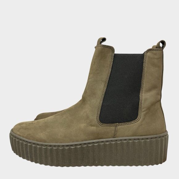 Gabor Lug Sole Goblincore Boots Leather Platform Chelsea 10 Ankle Green - Picture 7 of 16